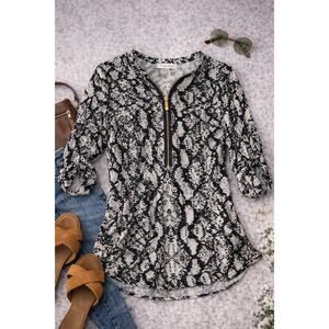 Calvin Klein Womens XS Snake Print Zip Blouse